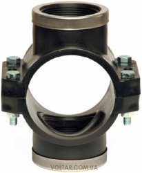 Хомут для врезки UNIDELTA 1027 двойное с металлическим кольцом PN10 PP-B (УФ защита)