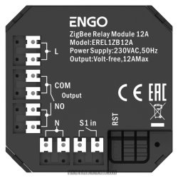 Модульне реле ENGO CONTROLS EREL1ZB12A ZigBee Smart Relay, 1x12A, NO-COM output, сухий контакт