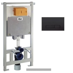 Комплект инсталляции OLI OLI80 Sanitarblock с кнопкой Narrow Black Soft Touch (888782)