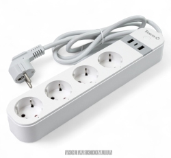Умный WiFi удлинитель Tervix Pro Line WiFi Power Strip (3 розетки + 4 USB) (423421)
